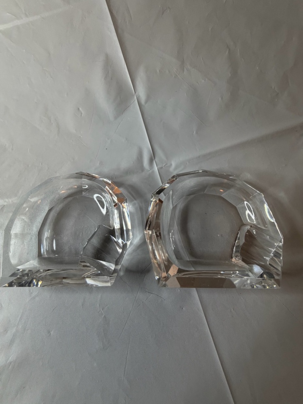 Vintage faceted crystal ashtrays by Val Saint Lambert